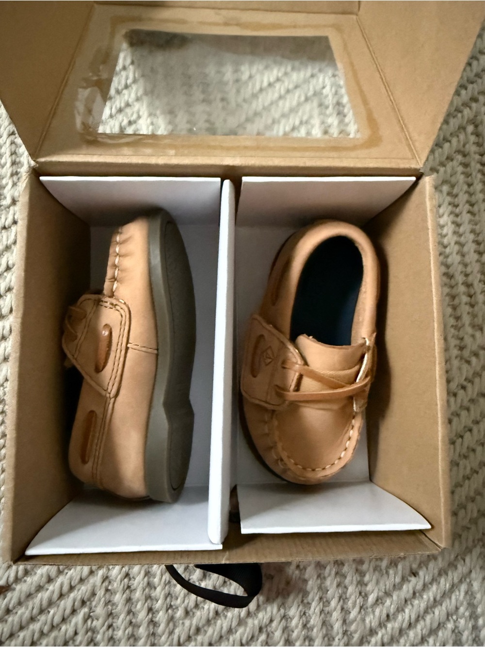 Sperry Tan Kids Moccasin Loafers